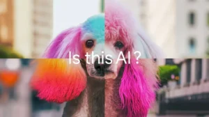 Google SynthID AI: როგორ გავარკვიოთ, შექმნილია თუ არა სურათი AI-ით 1 Google SynthID AI: ფერადთმიანი ძაღლის სურათი წარწერით Is this AI?